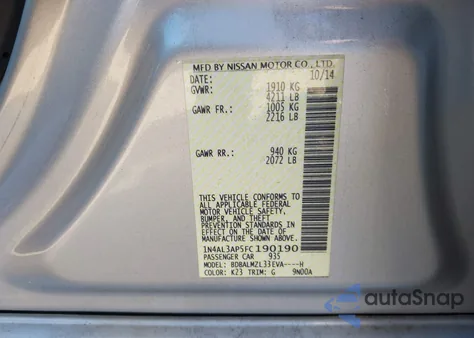 2015 Nissan Altima 2.5 Sv from USA, damaged, VIN 1N4AL3AP5FC190190